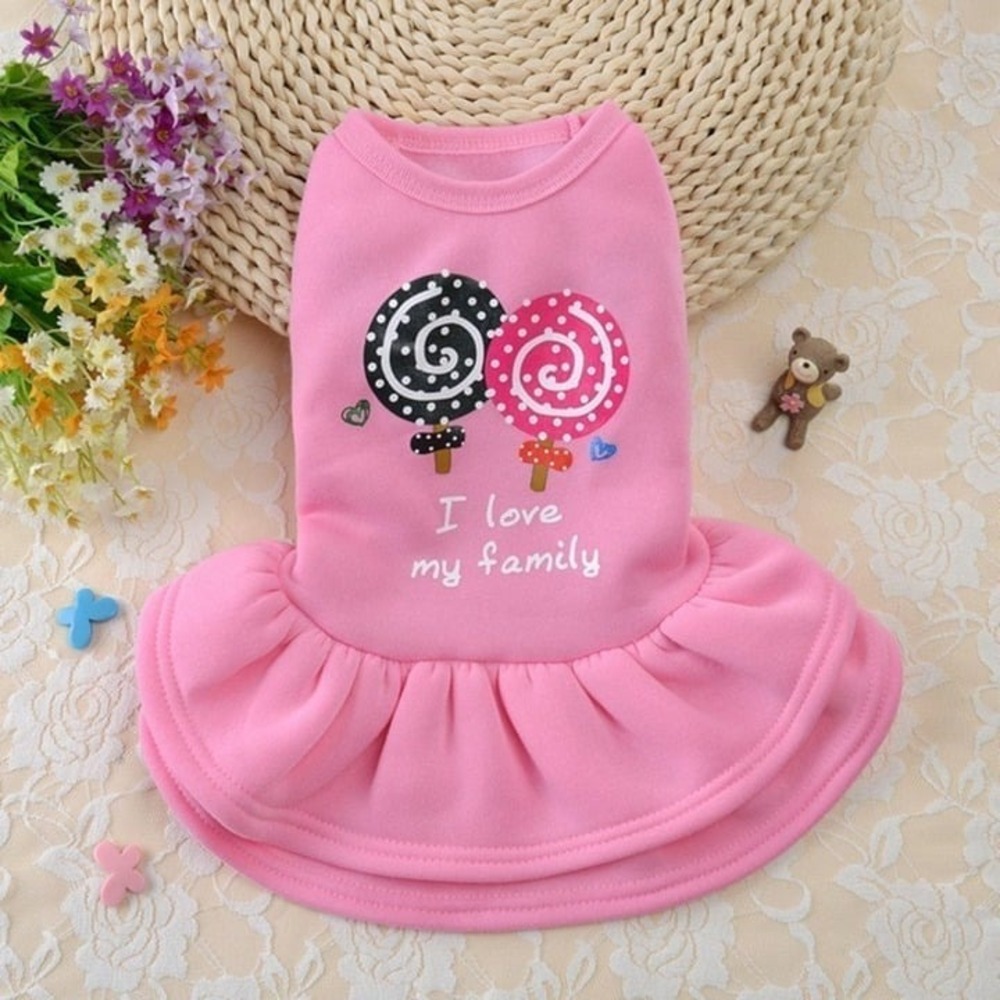 Dog/Pet SMALL‎ Puppy Ruffle" I Love My Family" Dress Clothing